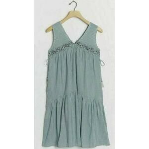 New Anthropologie Aida Embroidered Mini Dress $148 SMALL Blue Floral Striped